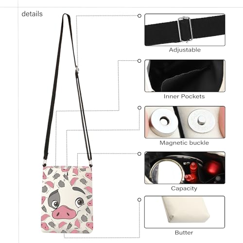 TOBGBE Pua Pig Adjustable Crossbody Bag P The Pig Big Face Character Messenger Shoulder Purse Hawaiian Gifts for Movie Fans4
