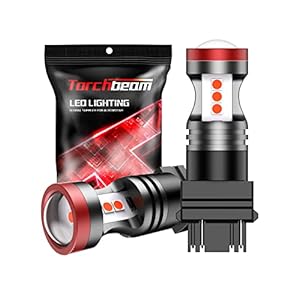 Torchbeam 3157 3156 LED Bulbs Red for Strobe Brake Lights Tail Lights, Super Brilliant 3056 3057 3047 4057 4157 LED Bulbs for Stop Lights, Parking Lights, Red LED Car Bulbs, Canbus-Free