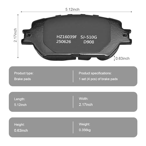 Image of D908 Front Ceramic Brake Pads Kit Fit For Toyota Camry 2002-2006, For Lexus GS300 2006, For Lexus IS250 2009-2015