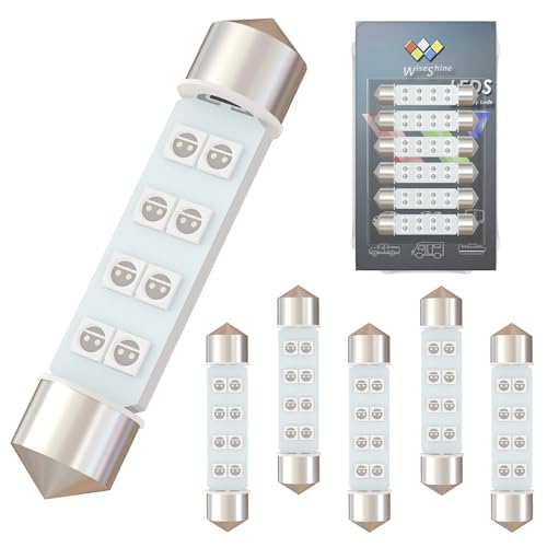 Wiseshine DC 24V 44mm 578 Festoon Dome LED Bulb Blue 211-2 561 562 566 LED Bulbs for Truck Interior Door Trunk courtesy Lights (Pack 6)