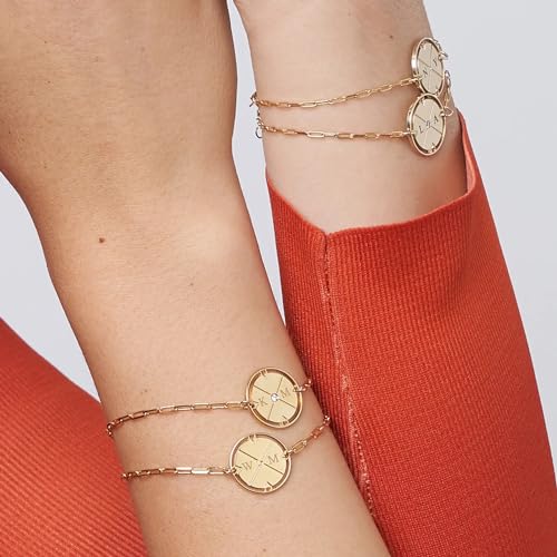 OAK & LUNA - Personalized Engraved Compass Bracelet - Custom Inscription - Dainty Gift for Her, Women - Jewelry for Her, Women, Mom - Diamond Option4