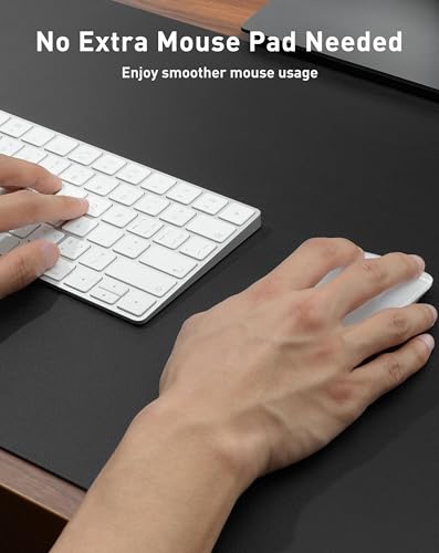 Image of Aothia Faux Leather Desk Mat - Large Mouse Pad, Non-Slip PU Leather Blotter, Waterproof Writing Surface for Office and Home (Black, 63 inch x 17 inch)