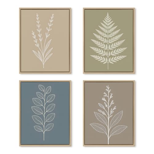 DAJONART Vintage Framed Boho Neutral Botanical Wall Art Set of