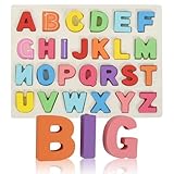 Kairsya Alphabet Puzzle Wooden Puzzles for Toddlers Alphabet Learning Puzzles Toys with Wood Letters Montessori Wooden ABC Learning Toys for Toddlers 1-5 | Preschool Educational Gift for Kids