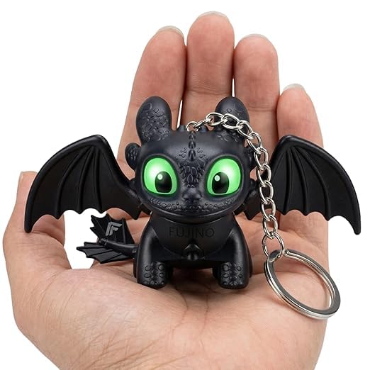shree gurve Dragon Keychain Toy with Moving Wings & LED Light | Night Fury Black Dragon Keychain with On/Off Switch | Cute Anime Dragon Keyring for Kids, Bags, Cars & Gifts-picture-27