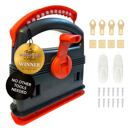 Hardwall Takker 35-Piece Hanging Tool Kit | Includes Takker Hangers Hooks & Drill Bit | for Brick Concrete Plaster & Ceramic | Dragons Den Winner | 3 mm Hole | Holds up to 10 kg | DIY Solution