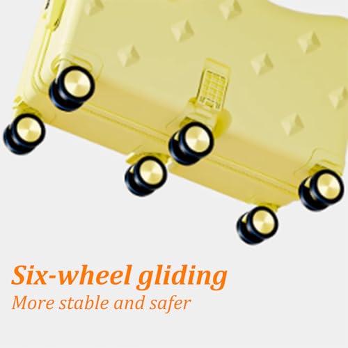 Hardside Ride On Suitcase,Carry On Luggage with Six Spinner Wheels/cup Holder,Large Capacity ABS Travel Rolling Suitcases(Green,18")4