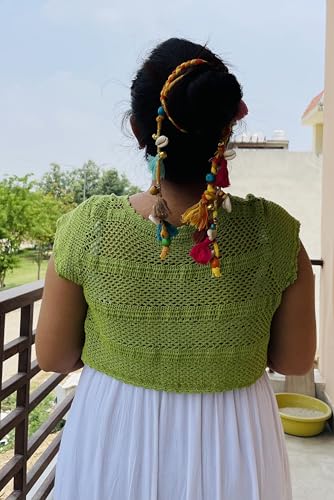 Image of Zippy Flora Boho Handmade Colorful Hair Strings for Navratri /Ethnic Look /Bohemian Styling, Colorful Braided Hairband, Thread Hair Accessories & Extensions (Full Length (20-22inch), Yellow)