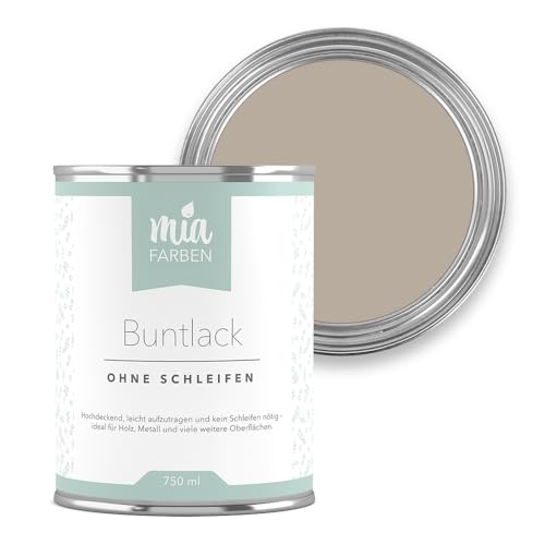 miafarben Buntlack ohne schleifen 750ml, Möbelfarbe, Möbellack für Holz, Metall, Kunststoff (Weiches Sandgrau) miafarben Buntlack ohne schleifen 750ml, Möbelfarbe, Möbellack für Holz, Metall, Kunststoff (Weiches Sandgrau)