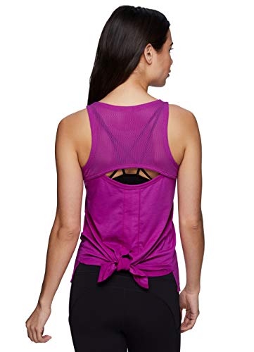Rbx Active Women's Athletic Quick Drying Workout Yoga Ventilated Mesh Tie Back Tank Top Mesh Tie Back Magenta M #TOP3