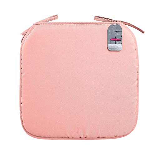 Slumber Nights Seat Pads with Tie On For Dining Garden Room Kitchen Chairs Cushions (Blush Pink, Pack Of 2)