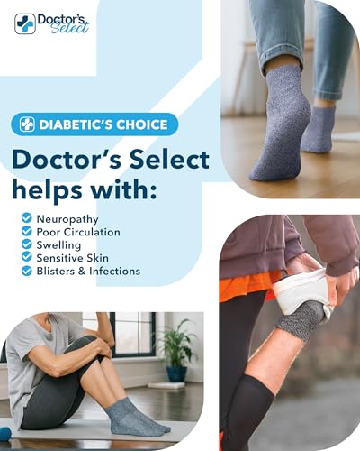 Doctor's Select Diabetic Ankle Socks for Women and Men - 4 Pairs | Unisex Adult Diabetic Socks