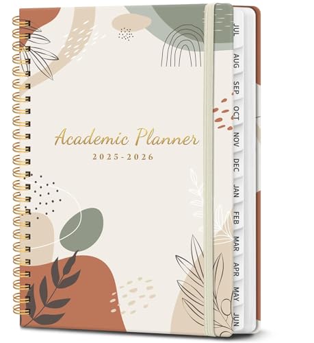 Planner 2025-2026, Academic Year Monthly and Weekly Calendar Planner, Jul 2025 - Jun 2026, Hardcover Teacher Student Planning Agenda book with Tabs, Perfect for School Office Supplies , 6.3' x 8.5' - Abstract Botanical