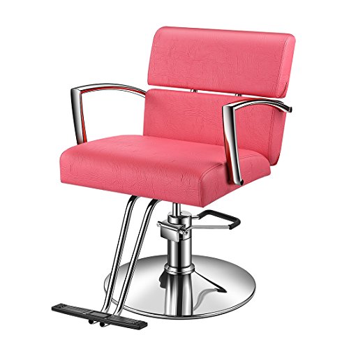 Baasha Salon Chair, Beauty Barber Chair with Vented Back Design, Pink Styling Chair for Salon, Beauty Spa Equipment Salon Chairs for Hair Stylist Women Man