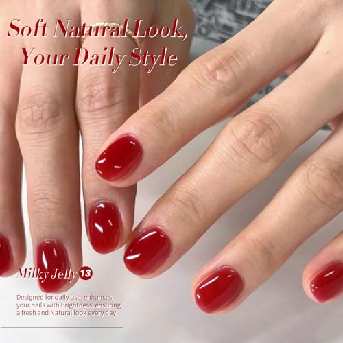 Born Pretty Jelly Burgundy Gel Nail Polish Blood Wine Red Gel Polish Translucent Valentine's Day Nail Gel Soak Off Hema-Free Gel Polish U V Light Cure for Nail Art DIY 15ML