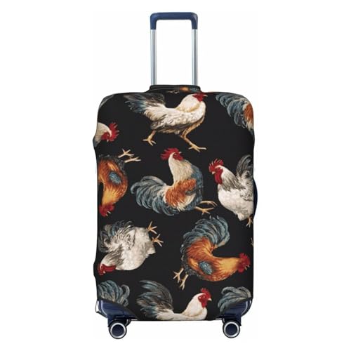 French Roosters Print Suitcase Cover Luggage Protector Washable Elastic Fashionable Travel Gear Cover