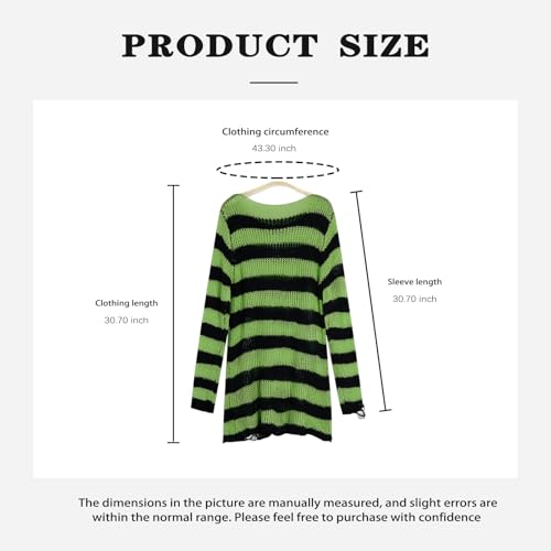 Image of Goth Y2K Striped Sweater with Belt Ripped Punk Gothic Long Sweaters for Women Grunge Distressed Halloween Pullover Tops