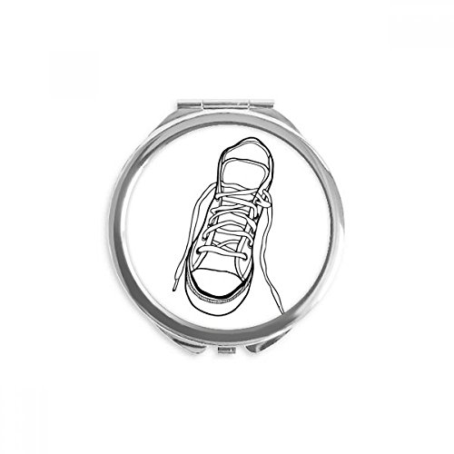 Miroir de maquillage de poche blanc rond portable avec motif chaussures de toile
