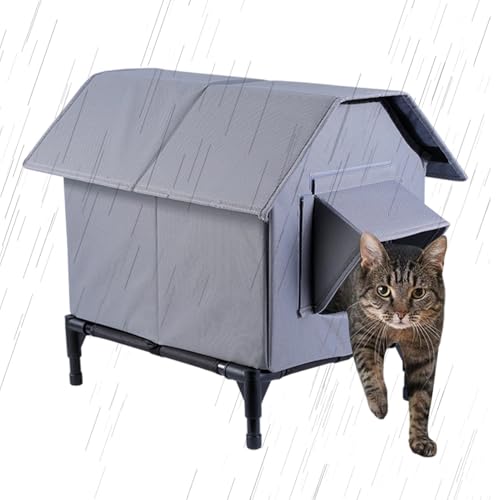 Cuccia Per Gatti Per Esterni, Casa Per Gatti Impermeabile Con Pavimento Rialzato E Base Rifugio Per Gatto Da Esterno Casetta Per Gatto Da Esterno Tana Isolata Termicamente Per Giardino Patio Prato