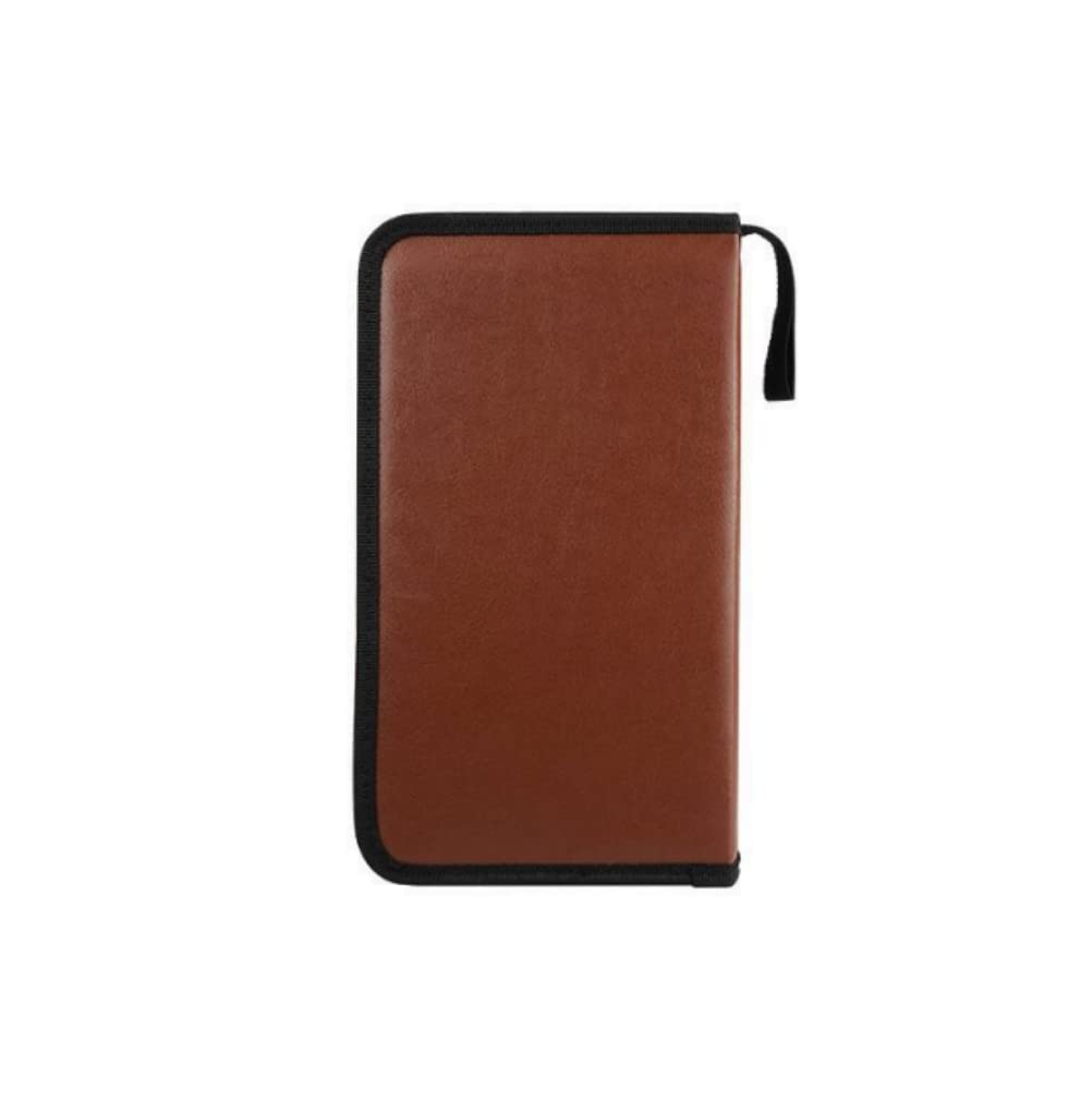 anso 80 Disc CD Holder DVD Case Storage Wallet VCD Organizer Faux Leather Bag (Brown)
