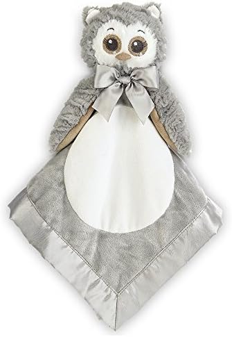 Bearington Baby Lil' Owlie Snuggler, Gray Owl Plush Stuffed Animal Security Blanket, Lovey 15"