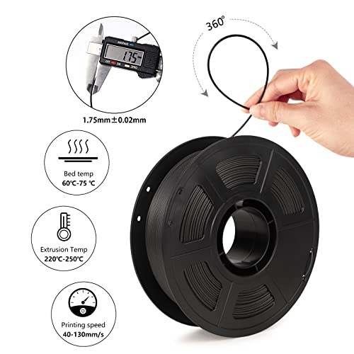 Image of Carbon Fiber PETG Filament 1.75mm, Lightweight /High Strength PETG CF 3D Printer Filament, Black Carbon Fiber Filament 1kg(2.2lbs) Spool