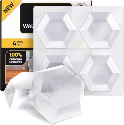 Diamond Door Stop Wall Protector | 4 Pack Self Adhesive Stoppers from Door Knobs | Clear Gel Door Stoppers for Wall Damage & Noise | Durable, Shock Absorbent & Discreet