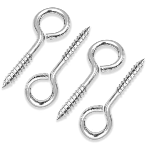 RiseDirectly 2-1/2 Inch Screw in Hooks 10 Pcs Cup Hook Screw 304 Stainless Steel Eye Bolt Hooks Self Tapping Screws for Hanging String Lights Hammock Plants Indoor/Outdoor Open Loop Loading 180 lbs