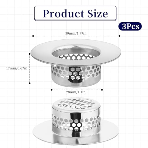 Coladores para lavabo baño acero inoxidable 3 piezas miniatura 7