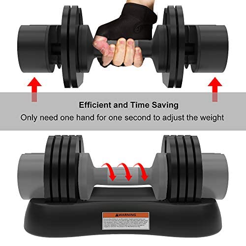Bpulse 27.5Lb Single Adjustable Dumbbell Dial Adjustable Dumbbell With Handle And Weight Plate Fast Adjust Weight By Turning Handle, Great For Full Body Workout #TOP5