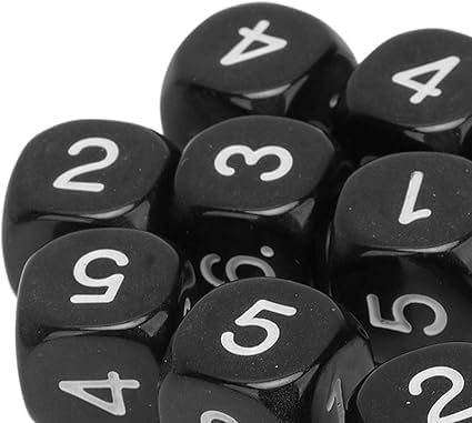 20Pcs Black 6 Sided Number Dice,Round Corner Polyhedral,Polyhedral Role Playing Dice for Numeral Teaching Board Kits,Table Kits 16mm - Image 4