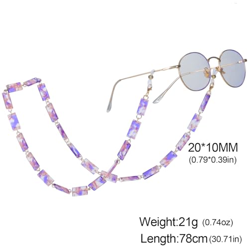 Image of kkjoy Acrylic Glasses Chain Colourful Squares Beach Holidays Sunglasses Holder Strap Eyeglass Lanyards for Women Men
