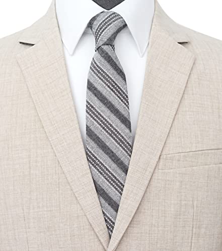 Image of BELLUNO Men's 2.5 inch Skinny Solid Cotton Linen Ties