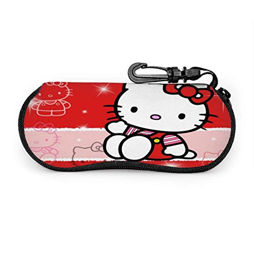 Preisvergleich Produktbild Cartoon Anime süße Katze rot Brillenetui, tragbare Reise Reißverschluss Sonnenbrillenetui Brillen Tasche Guard Set