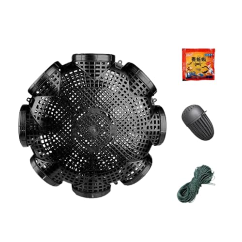 Vaveren Crawfish Catching Cage Fishing Basket with Rope Large Capacity Loach Crab Catcher Fishing Accessories for Rivers Lakes Fishers, 8 Holes
