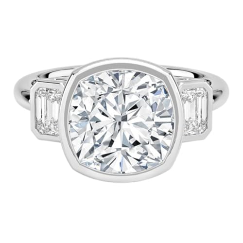 1 Ct-5 Ct Three Stone Bezel Moissanite Engagement Ring & Wedding Bridal Ring Set In 10k 14k 18k Gold & S925 Christmas Gift for Women