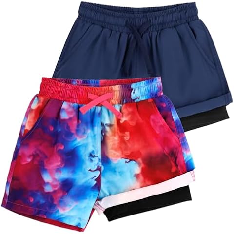 LACOFIA Boys Swimming Shorts with Compression Liner Cover