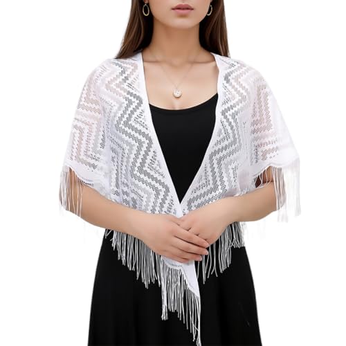 BCHKO Eleganter, atmungsaktiver Spitzen-Strandschal für Frauen, leichter, atmungsaktiver Strandschal, Badebekleidung für den Strandurlaub (Weiß)