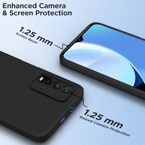 Image of Outlouders Back Cover for Redmi 9 Power /Poco M3 | Camera Protection | Durable Soft Matte Silicone Bumper Case (Black)