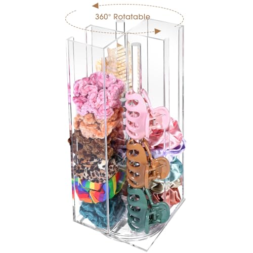 OAOLEER Acrylic Scrunchie Holder Claw Clip Organizer Hair Ties Display Stand 4 Tier Hair Accessories Organizer Storage for Bracelets Bangle Watches (Type-B)