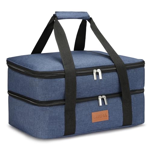 Uoxfill Lunch Bag Insulated Thermal Food Carrier Insulated Double Decker Casserole Carrier for Hot...