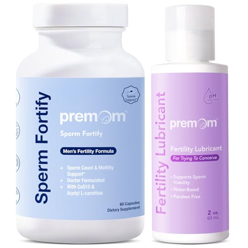 Premom Male Sperm Fortify Capsules - Male Fertility Supplements for Men Personal Fertility Lubricant for Conception 2oz Bundle – Fertility Support for Women and Men