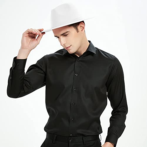 Image of Wide Brim Fedora Hats for Women and Men Classic Felt Panama Hat Men's Two Tone Dress Hat with Belt Buckle