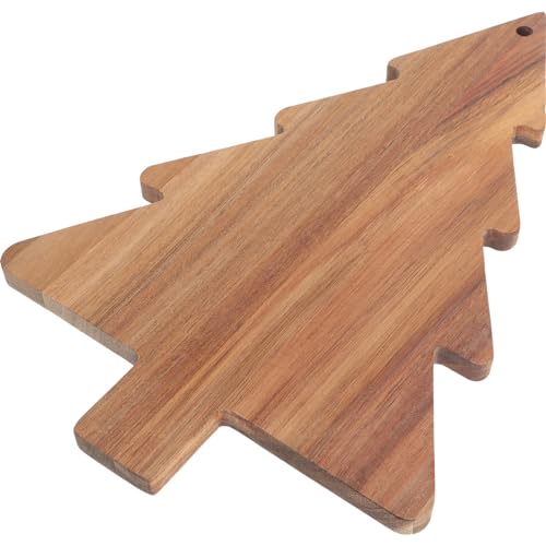 Luxshiny Christmas Tree Charcuterie Board, tabla de cortar y bandeja de madera para snacks, quesos y aperitivos navideños, forma de árbol de Navidad miniatura 1