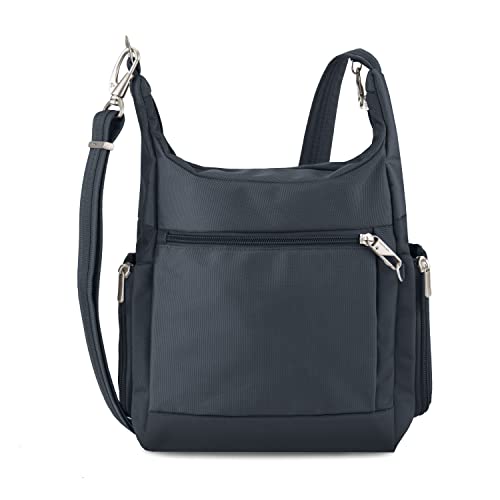 Travelon Bolsa carteiro antifurto, Bolsa mensageiro clássica antirroubo, Meia-noite, 11 x 10 x 4.5