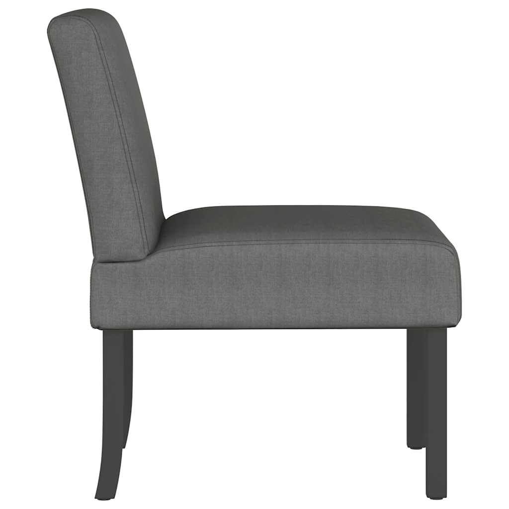 Chaise rembourrée en tissu gris foncé avec pieds en bois