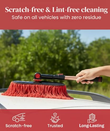 Image of Autodrome DustDestroyer Car Duster with Wax Baked Cotton Strands, 180 Rotatable Head, Extendable Handle, Scratch-Free Cleaning Tool for Cars and Bikes, Comfortable Daily Use