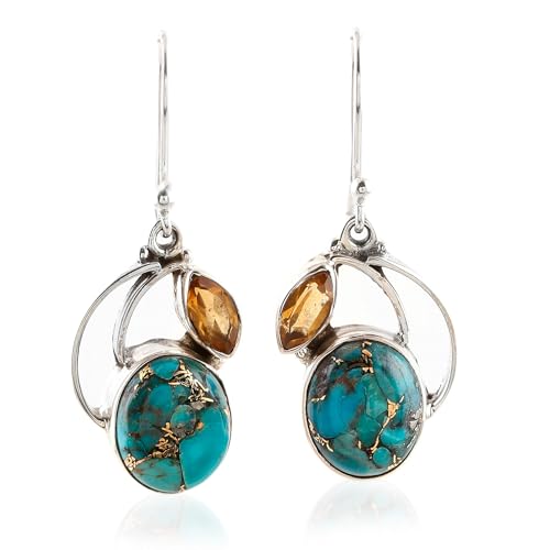 NOVICA Artisan Handmade Dangle Earrings Composite Silver Sterling Reconstituted Blue India Birthstone