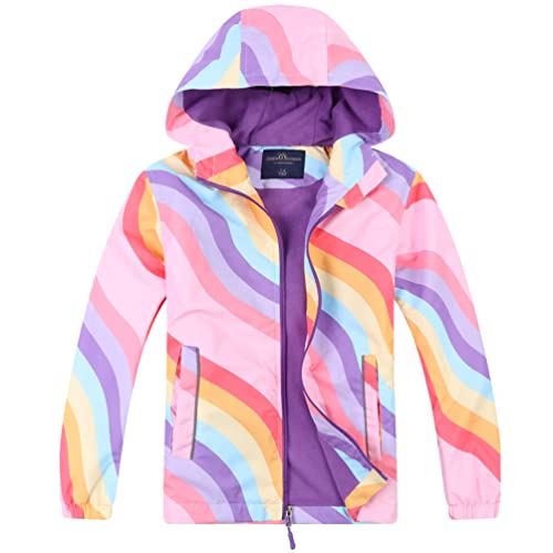 Image of Jingle Bongala Kids Waterproof Rain Jackets Lightweight Raincoats Fleece & Knitted Lining Hooded Windbreaker for Boys Girls