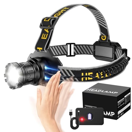 TrebleRay Climber S2 - Linterna frontal LED CREE ultrabrillante de 1080 lúmenes, recargable por USB, con luz roja, perfecta para camping, senderismo y cascos duros, con zoom y IPX67